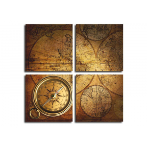 Модульная картина Древняя карта, компас