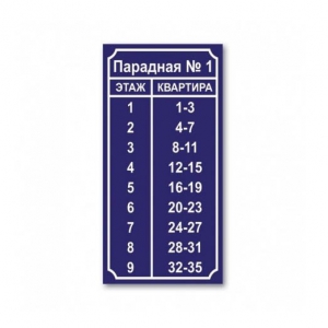 ТПН-021 - Табличка «Поэтажное расположение квартир»