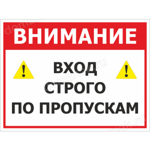 Наклейка «Вход строго по пропускам»